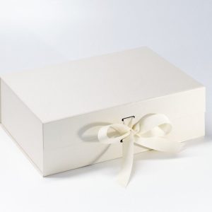 Luxury Ivory A4 Gift Box - Large Magnetic Gift Box - Perfect for Bridesmaid, Bridal , Birthday/baby gifts with choice of ribbon colour
