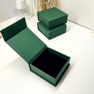 Green Jewelry Gift Box 50-Pack: Rigid Elegant Boxes with Velvet Insert